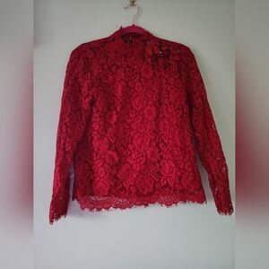 J. Crew Red Lace Women's Blouse